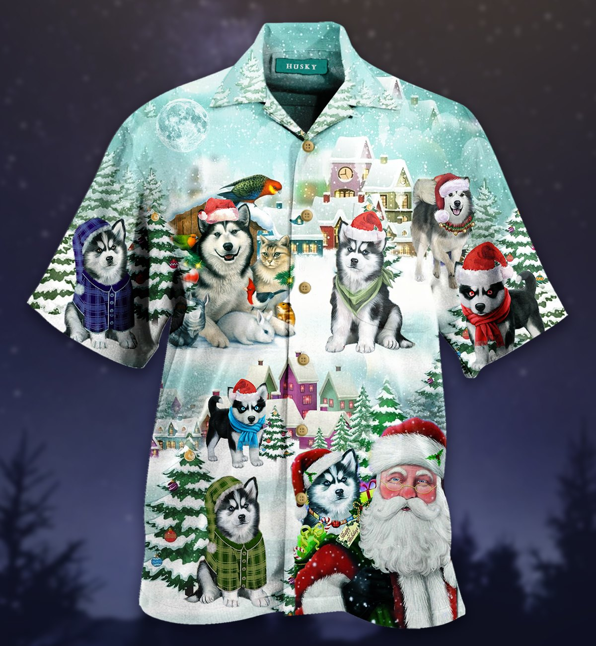 Merry Husky Christmas Hawaii Shirt Unisex Adult Ha69743