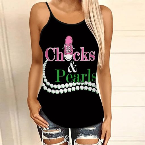 Alpha Kappa Alpha K.H Chucks And Pearls Criss-Cross Tank Top