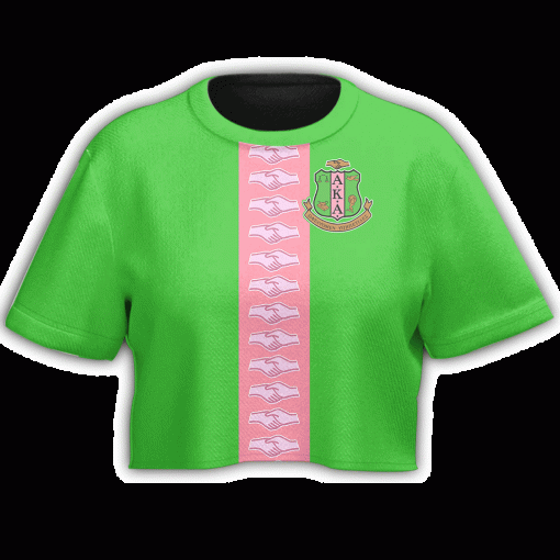 Alpha Kappa Alpha Hand Sign Green Neon Crop Top T Shirt