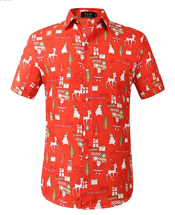 Christmas Hawaii Santa Claus Party Tropical Red Yellow Button Up Shirt For Men Ha54772