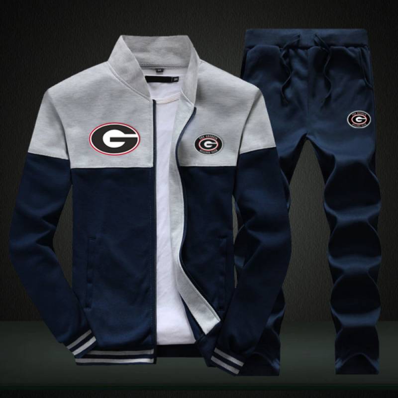 Georgia Sweatshirt +Sweatpants Mens Clothing 2 Pieces Sets Slim Tracksuit