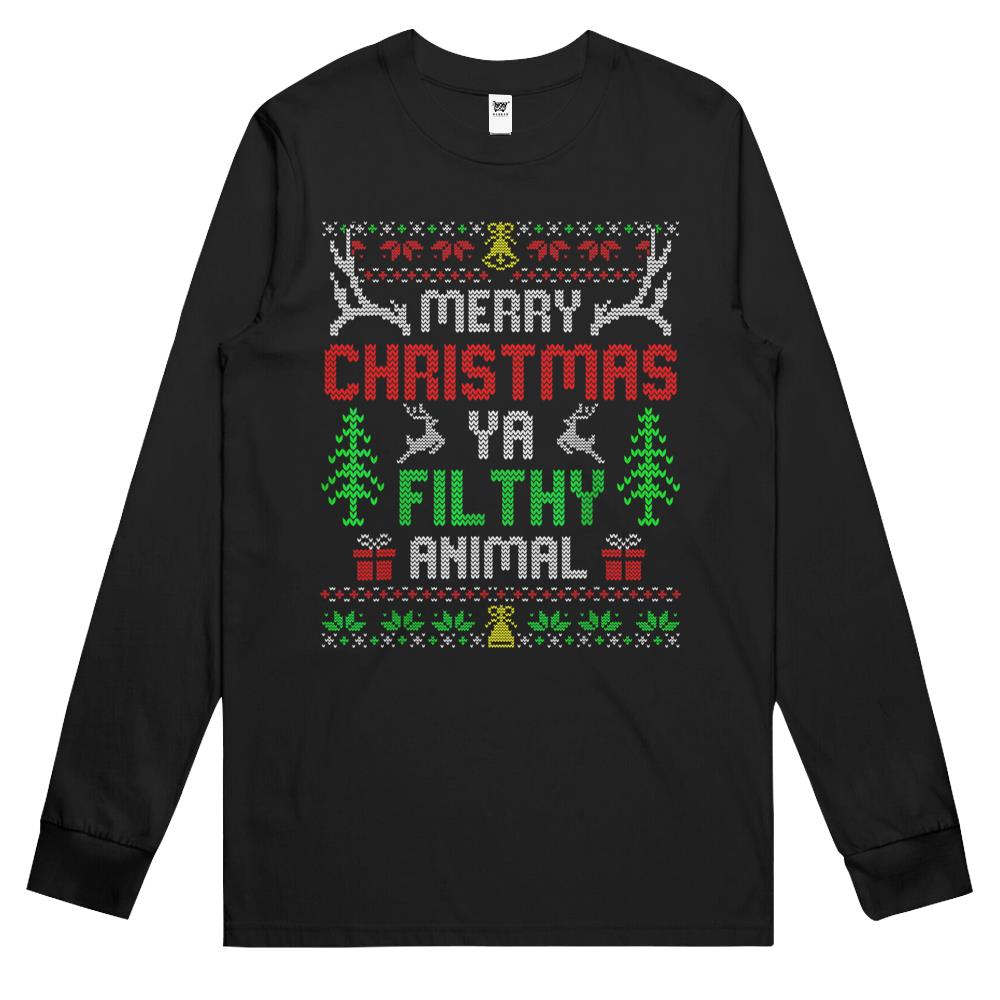 Alone At Home Movies Merry Christmas You Filty Animal Ugly Long Sleeve T Shirts