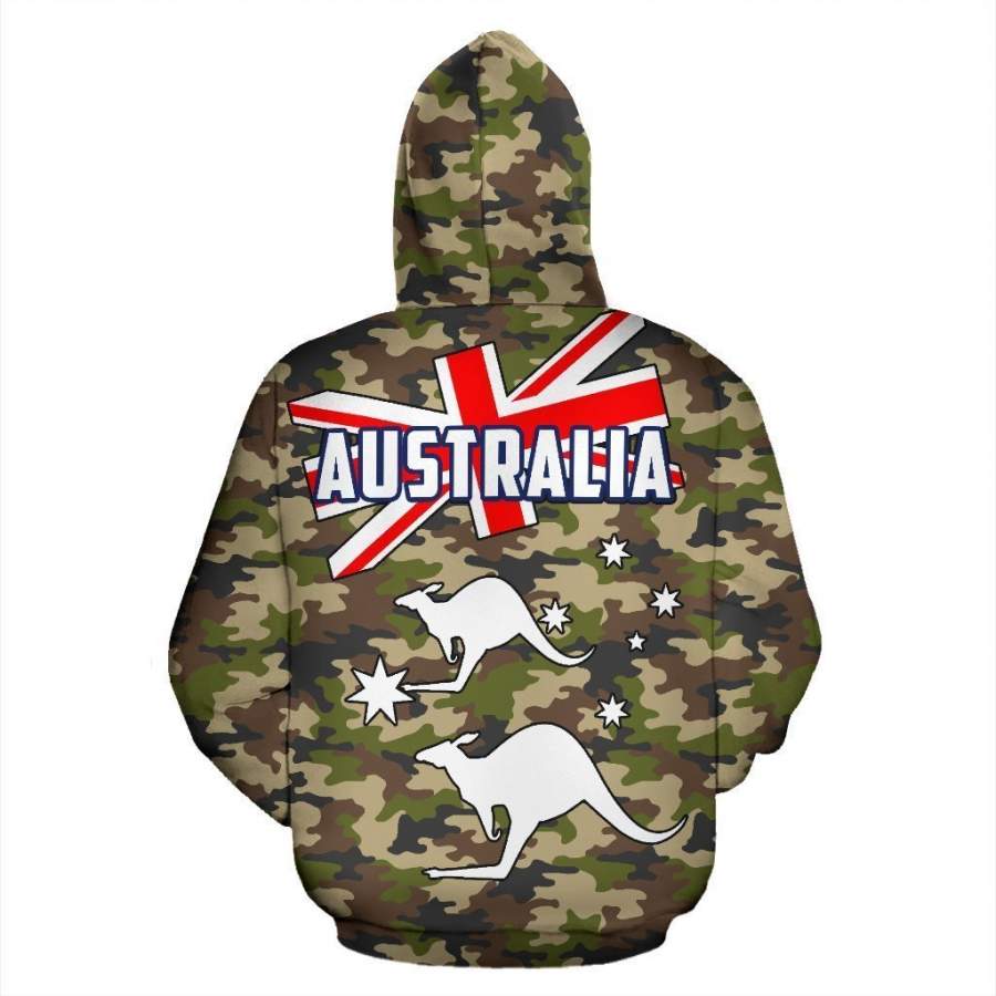 Australia Flag Zip-Up Hoodie Kangaroo – Camo Version – NNK1468