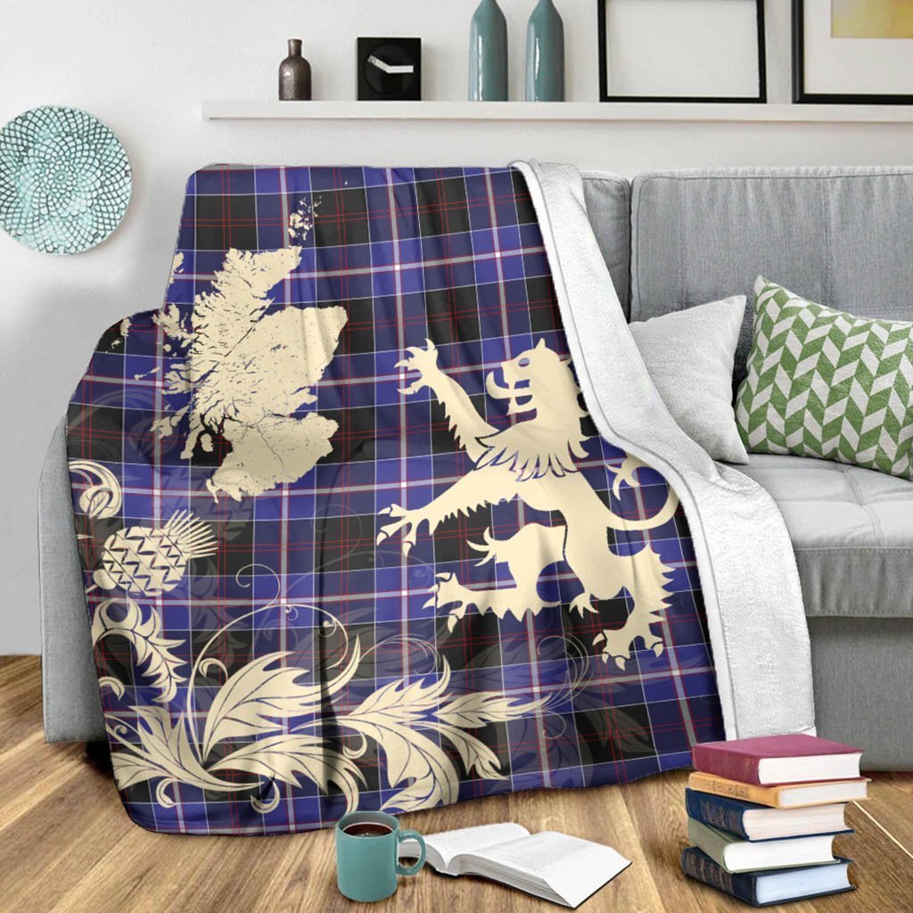 Tartan Blanket Dunlop Modern Tartan Scotland Lion Thistle Map Plaid Blanket