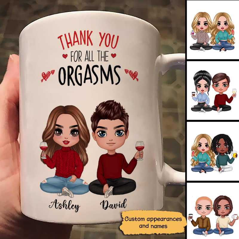 Funny Valentine‘S Day Gift For Him For Her Doll Couple Sitting Personalized Mug