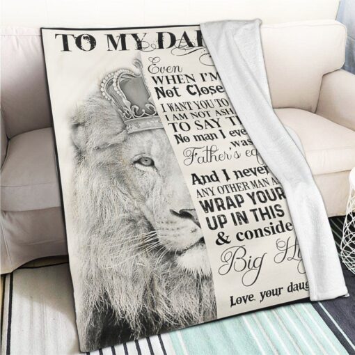 To My Dad Lion Love Your Daughter Soft Cozy Lightweight Premium Blanket