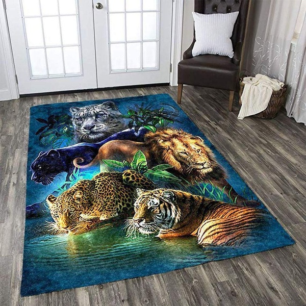 White Tiger Anti-Skid Plush Velour Area Rug | Ar1900