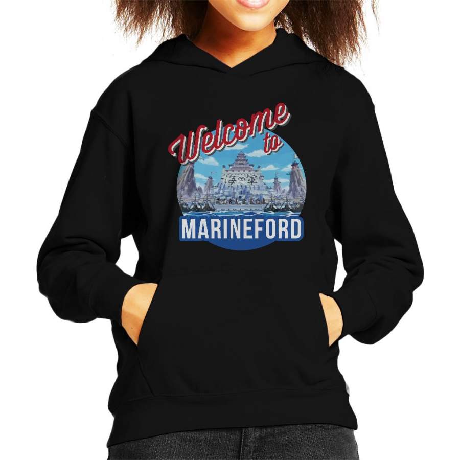 Welcome To Marineford One Piece Kid’s Hooded Sweatshirt
