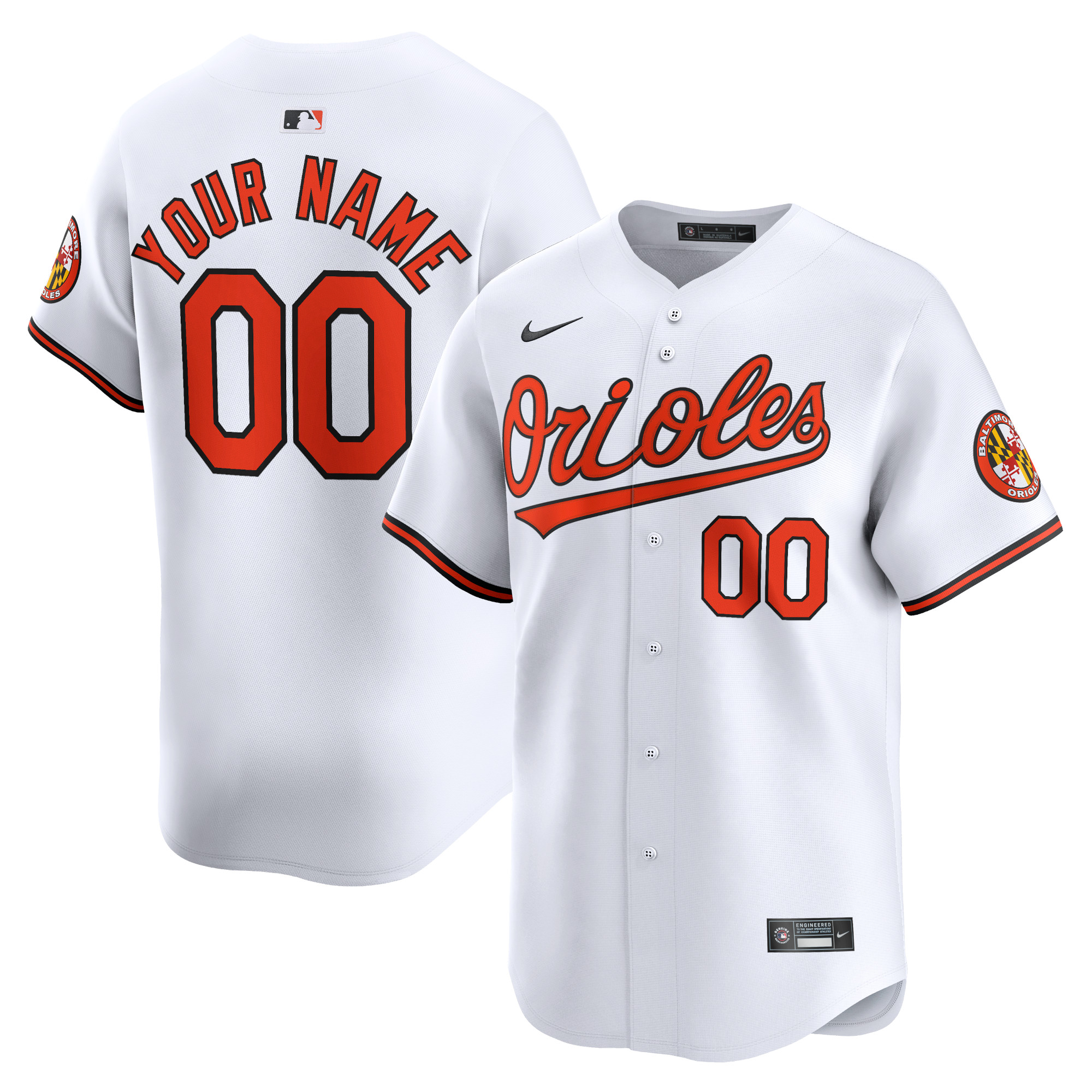 Baltimore Orioles Youth Home Limited Custom Jersey – White