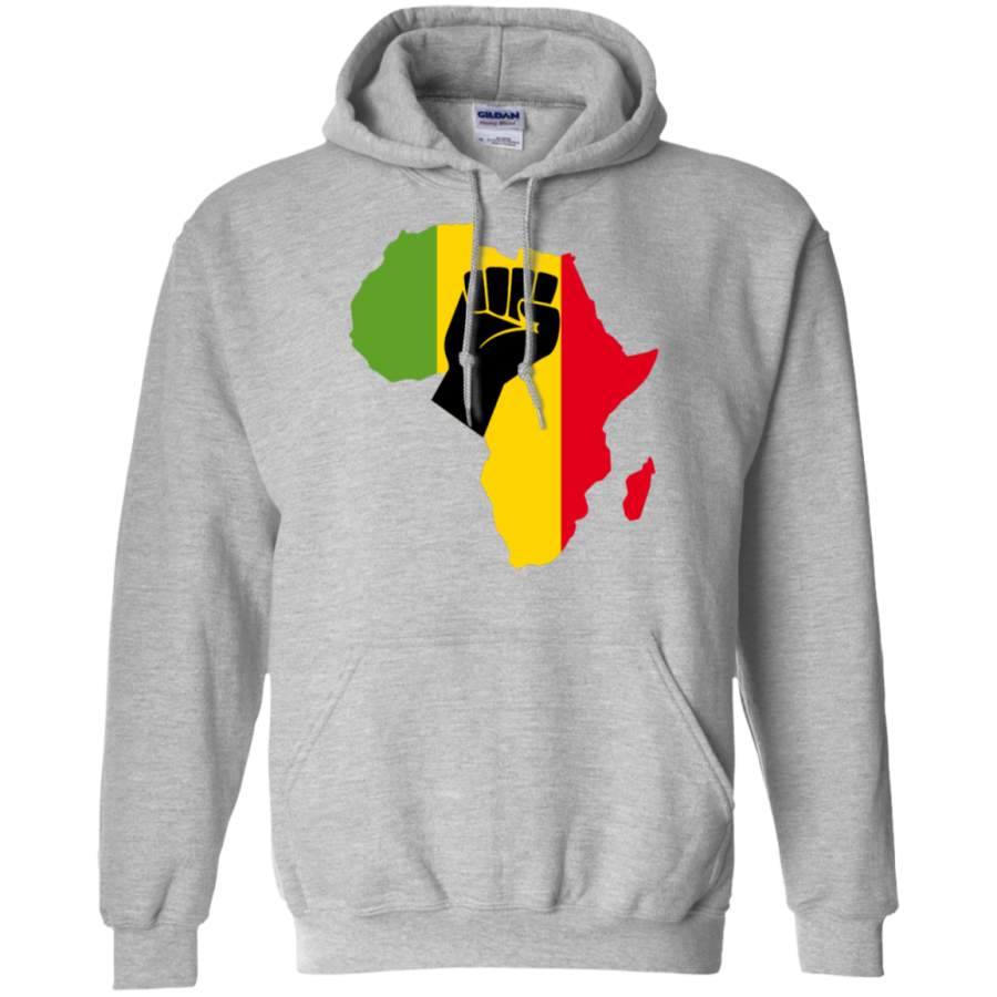 AGR Africa Black Power Africa Map Fist African Gildan Pullover Hoodie