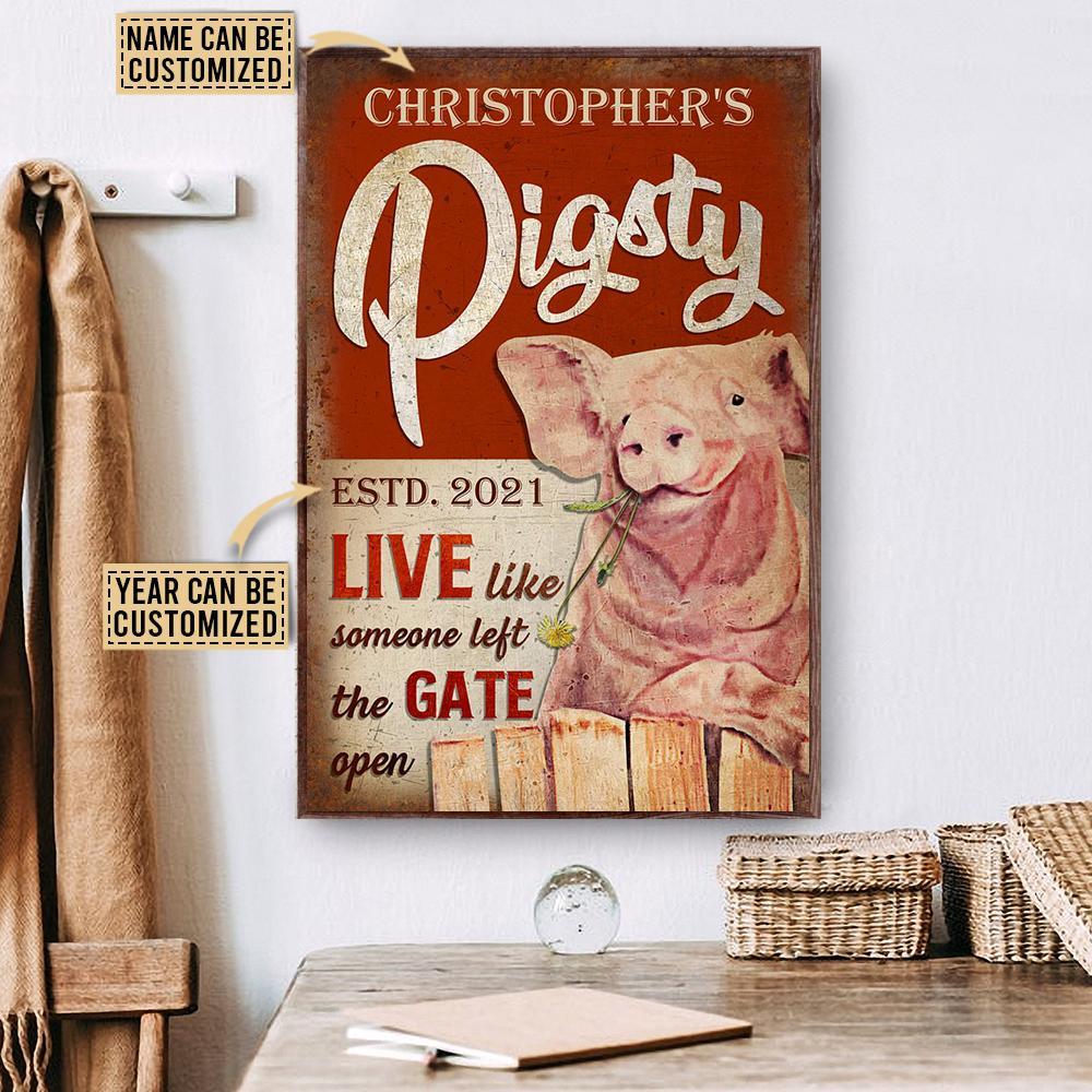 Aeticon Gifts Personalized Pig Pigsty The Gate Open Canvas Mom Dad Gift Home Decor