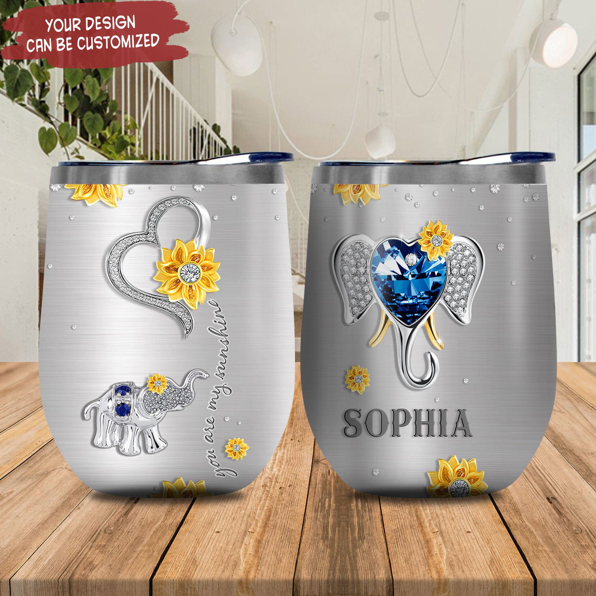 Personalized Elephant Diamond Style Nnr1301008Z Stainless Steel Wine Tumbler – Personalized Wine Tumbler