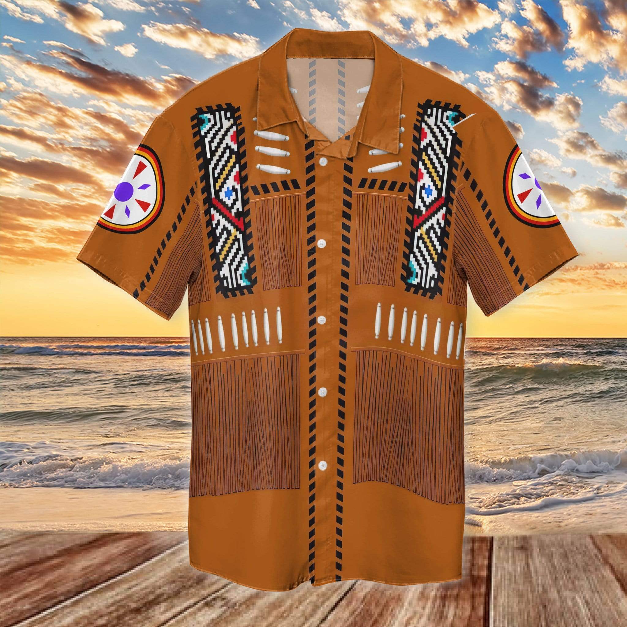 Native American Hawaiian Shirt Orange Pattern Aloha Ha28849