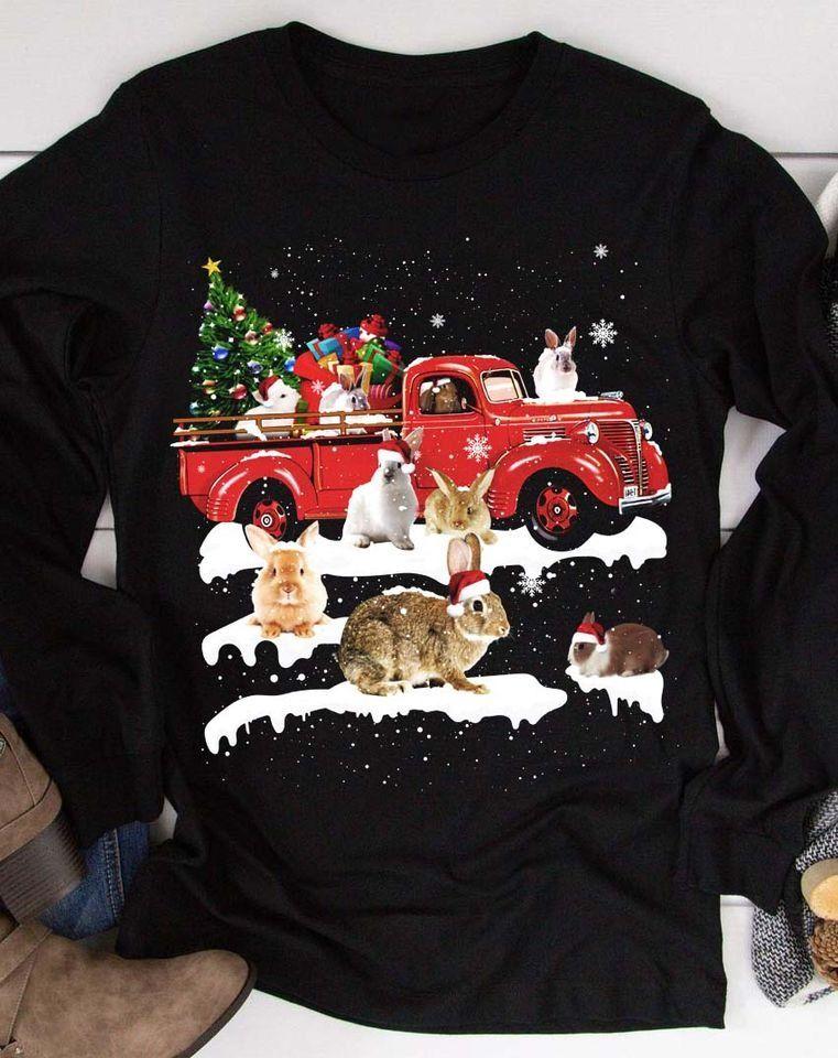 Christmas Rabbit Santa T Shirt Hoodie Sweater All Color Plus Size Up To S-5Xl