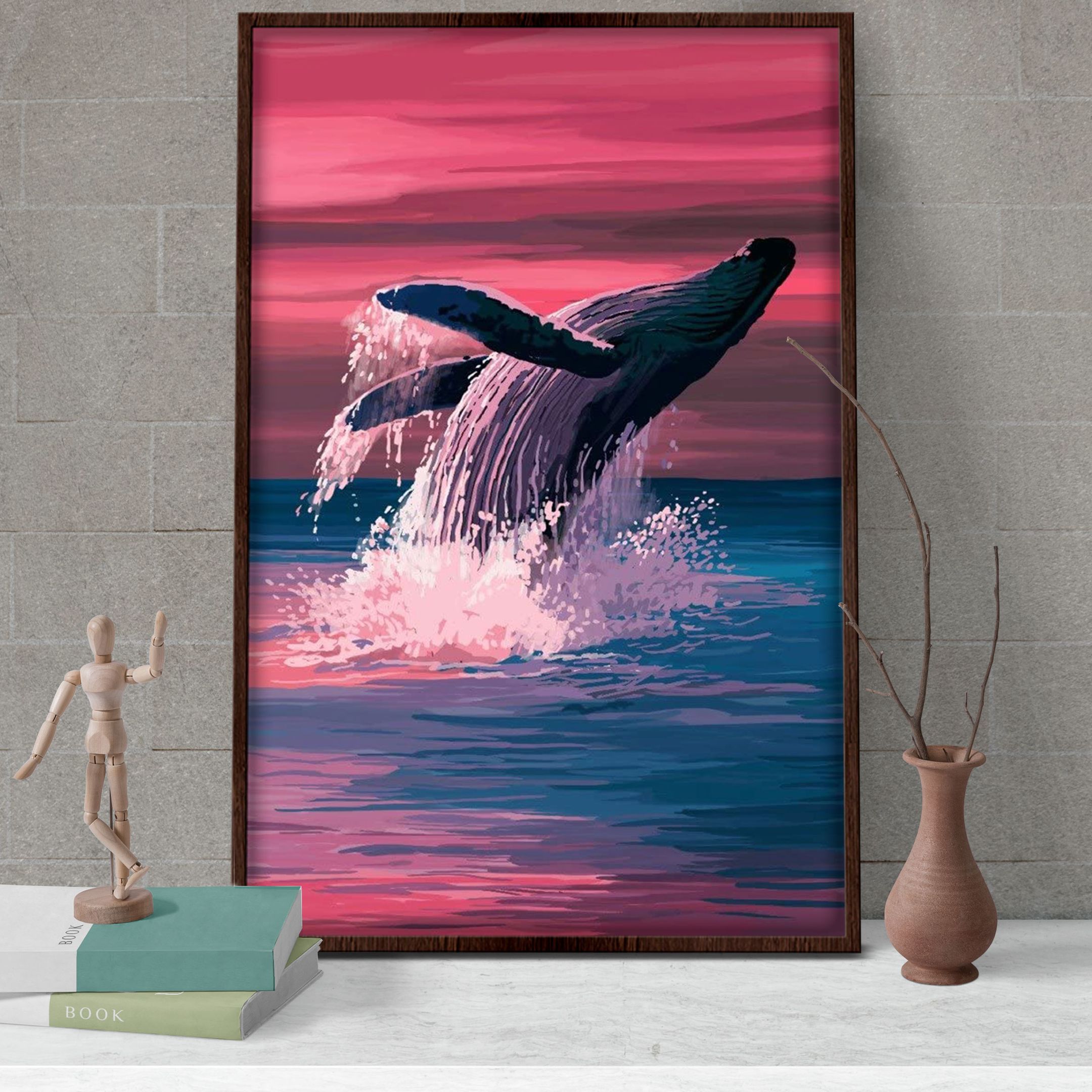 B2505 T301 Jumping Whale Poster & Canvas