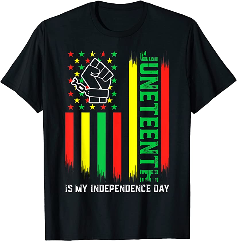 African American Flag Juneteenth Black Women Melanin Freedom T-Shirt