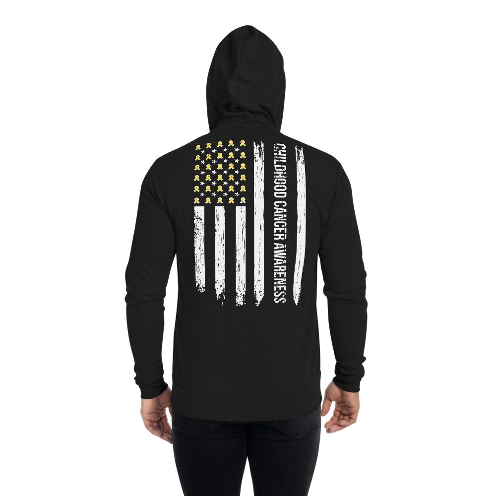 Childhood Cancer Awareness USA Flag Zip Hoodie