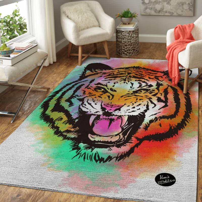 Tiger black and color – Animals In Color Area Rug Carpet