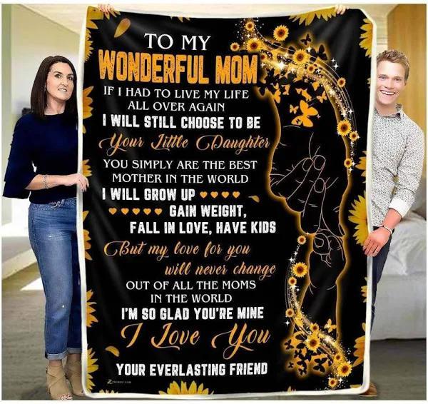 To My Wonderful Mom If I Had To Live My Life Fleece Blanket Gift For Mom Home Decor Bedding Couch Sofa Soft And Comfy Cozy