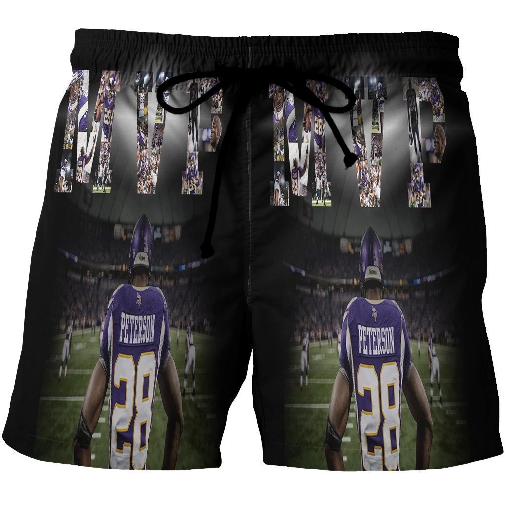 Minnesota Vikings Adrian Peterson 28 3D All Over Print Summer Beach Hawaiian Short