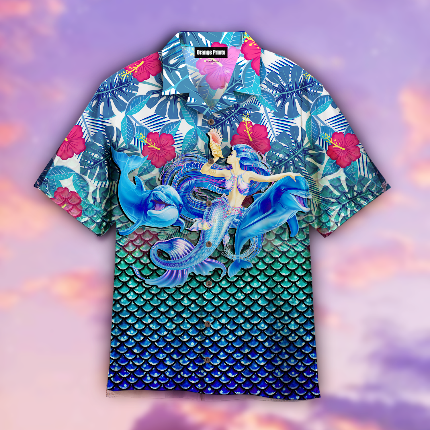 A Mermaid And Dolphins Magic Kingdom Hawaiian Shirt – For Men And Women