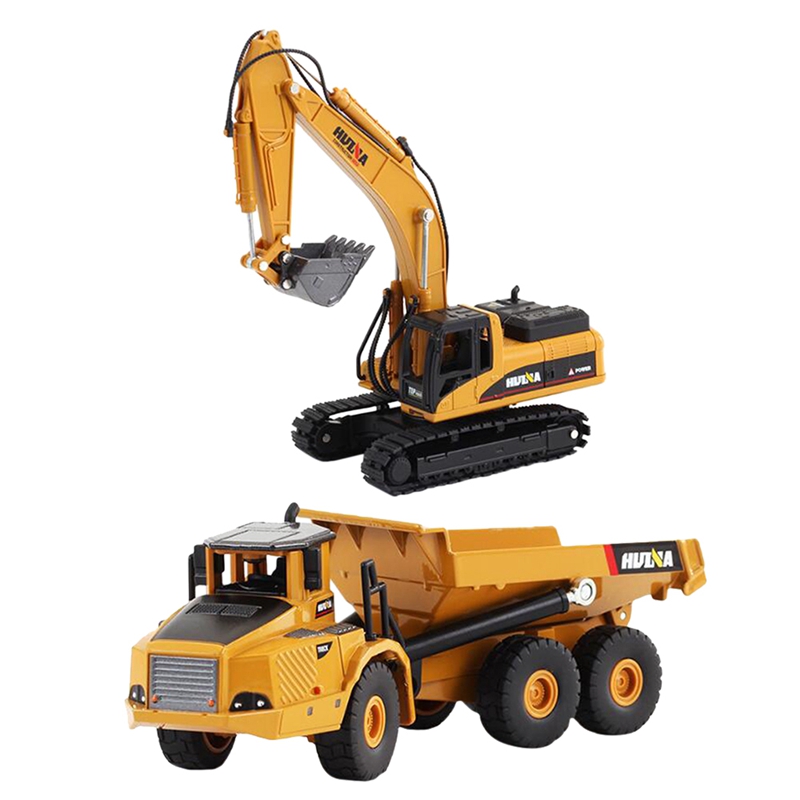 HUINA 1611 Alloy Excavator Model Engineering Digging RC Car for Kids Boys Toys 1/50 Scale Die-cast Metal Collection alx