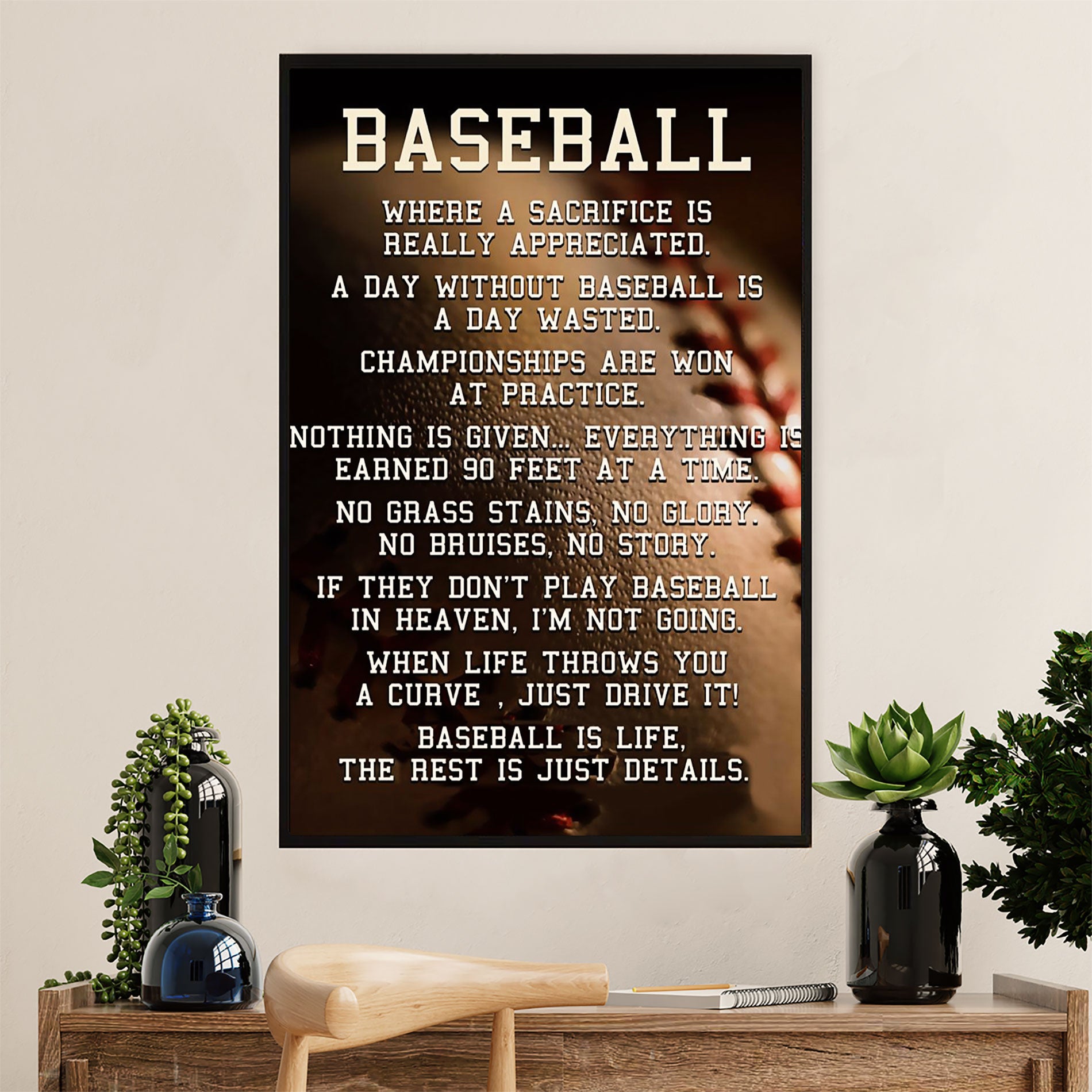 Baseball Canvas Wall Art Prints | Day Without Baseball | Home Décor Gift For Baseball Player