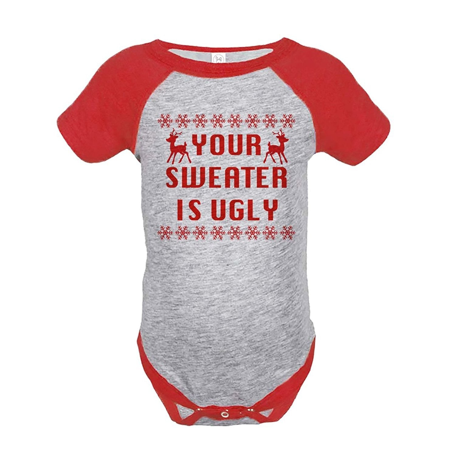 7 Ate 9 Apparel Baby’S Your Sweater Is Ugly Christmas Onepiece Red