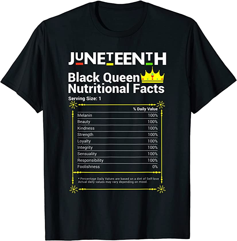 Juneteenth Black Queen Nutritional Facts Mom Sista Women T-Shirt