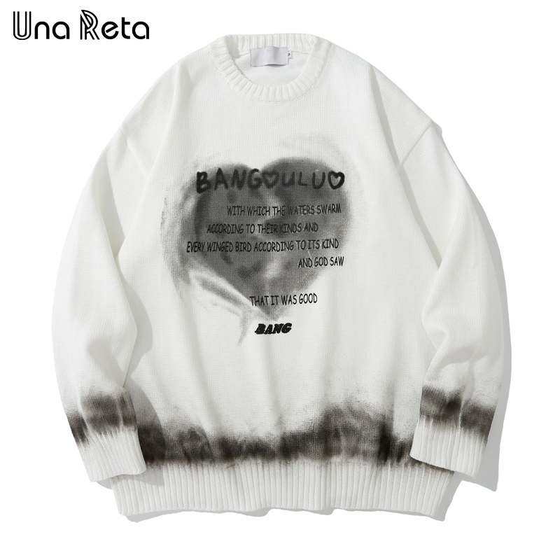 Una Reta Sweater Men 2022 New Hip Hop Tie-dye print Streetwear Men Casual Pullover Tops Autumn Winter Harajuku Men Loose Sweater alx