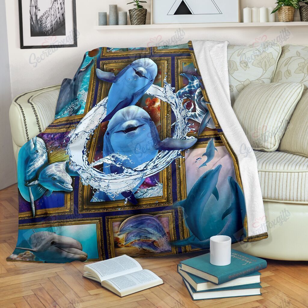 Dolphin 3D Gs-Cl-Dt1403 Fleece Blanket