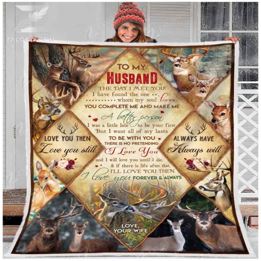 Zalooo – Fleece Blanket – Deer – To My Husband – Love You Still