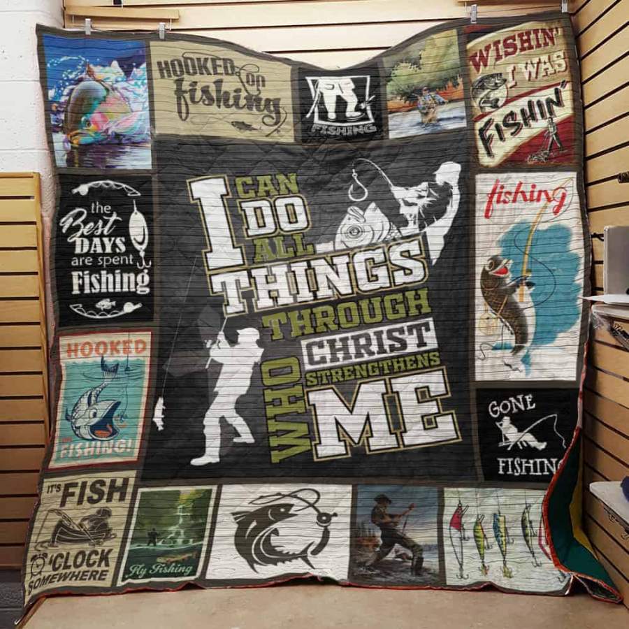 Wozoro Quilt Blanket Fishing I Can Do All Things Twin Queen King Size