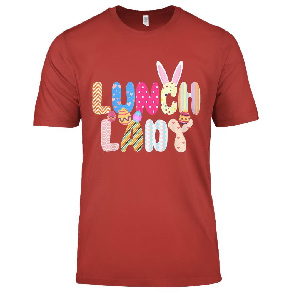 Bunny Lunch Lady Funny Egg Easter Day Floral Premium T Shirts