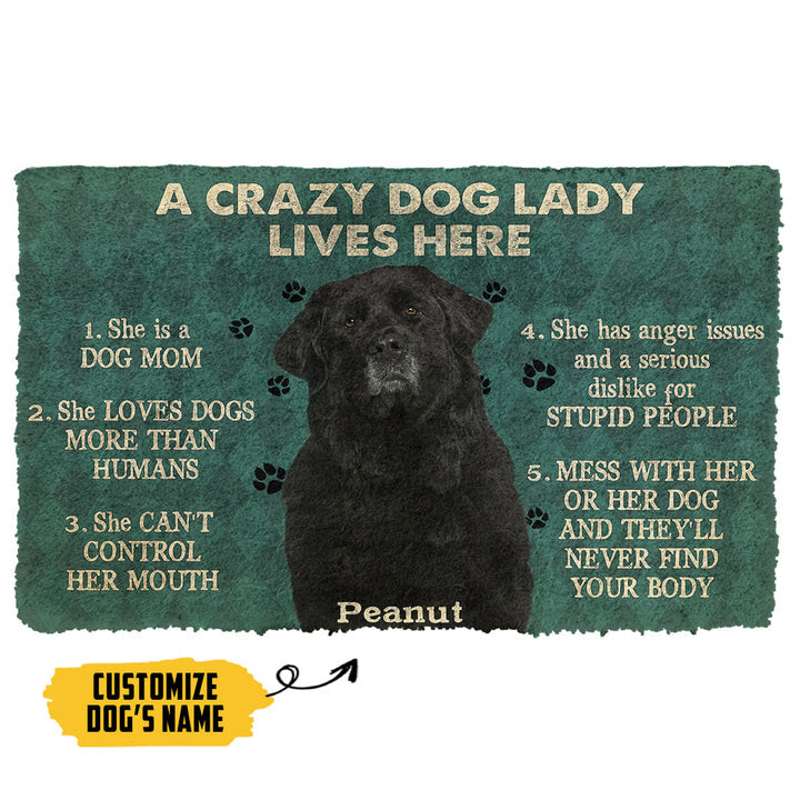 Waybackapparel A Crazy Dog Lady Lives Here Newfoundland Custom Name 3D Doormat