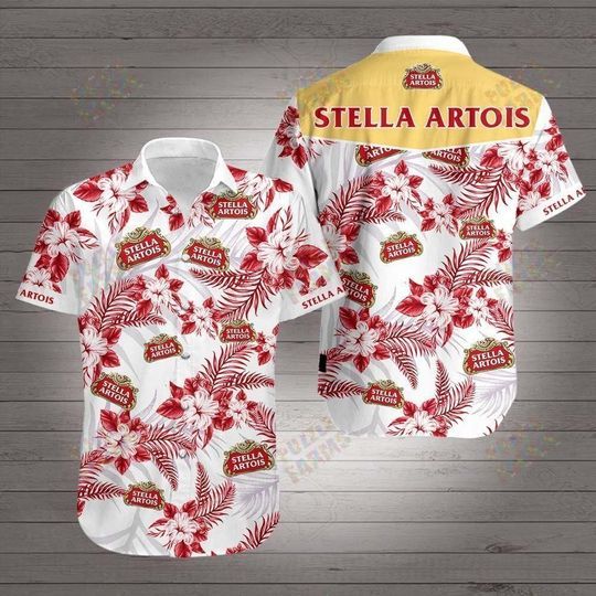 Stella Artois U Hawaii Graphic Print Short Sleeve Hawaii Casual Shirt Ha49621