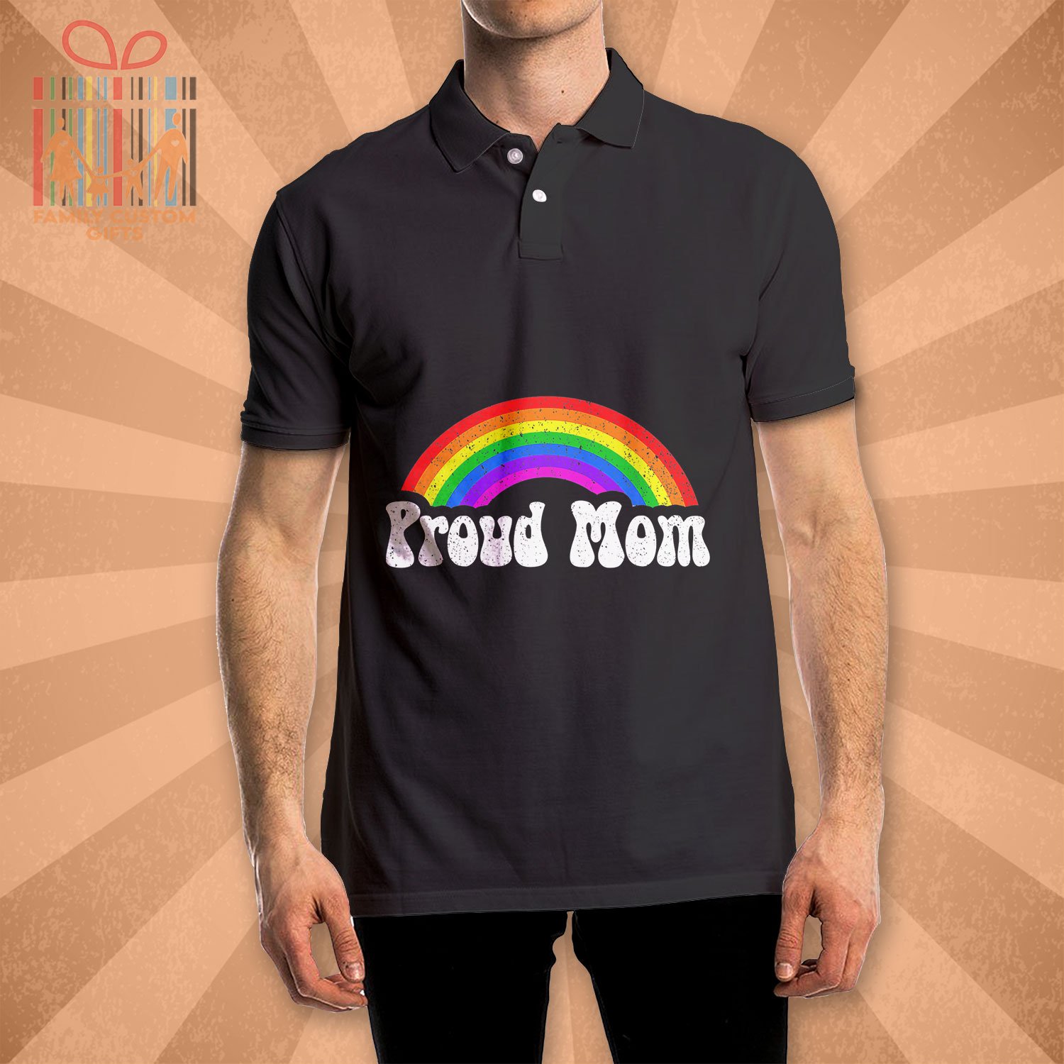 Proud Mom Rainbow Polo Shirts Lgbt Gay Pride Month