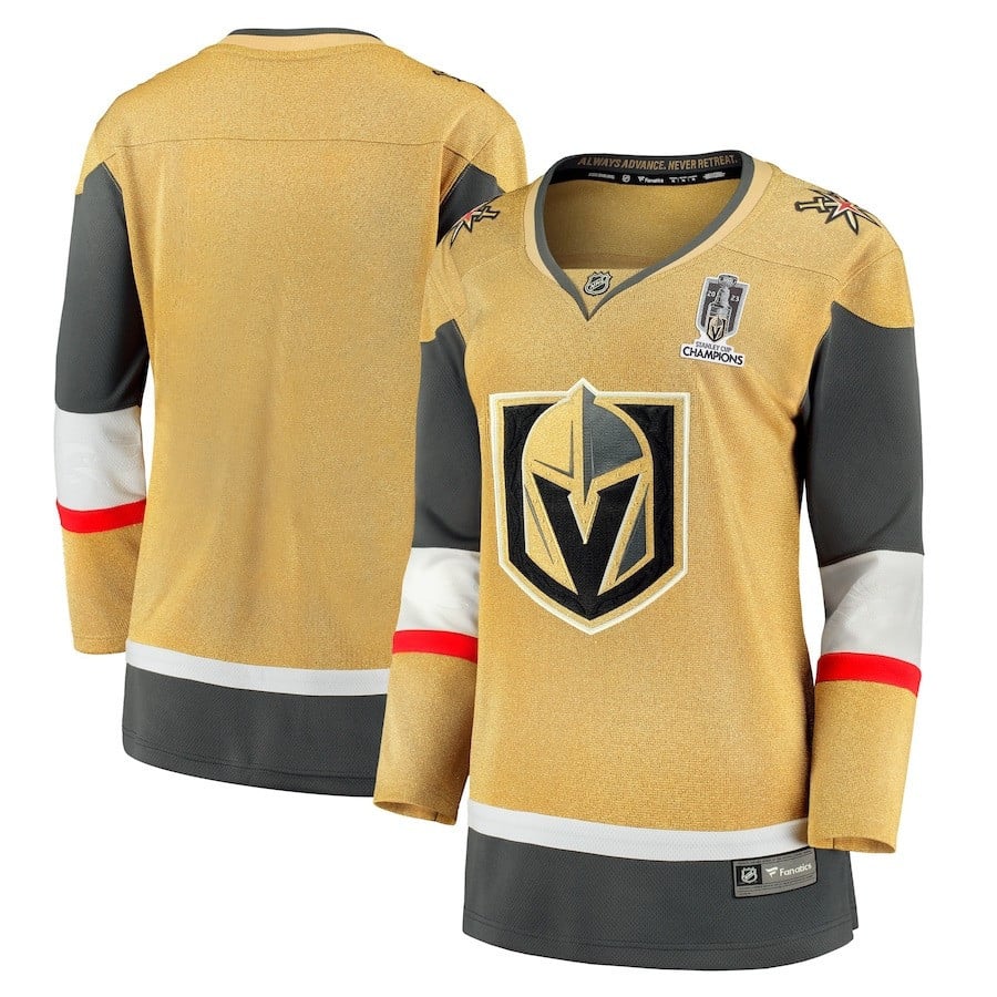 Vegas Golden Knights 2023 Stanley Cup Champions Home Breakaway Women Jersey – Gold