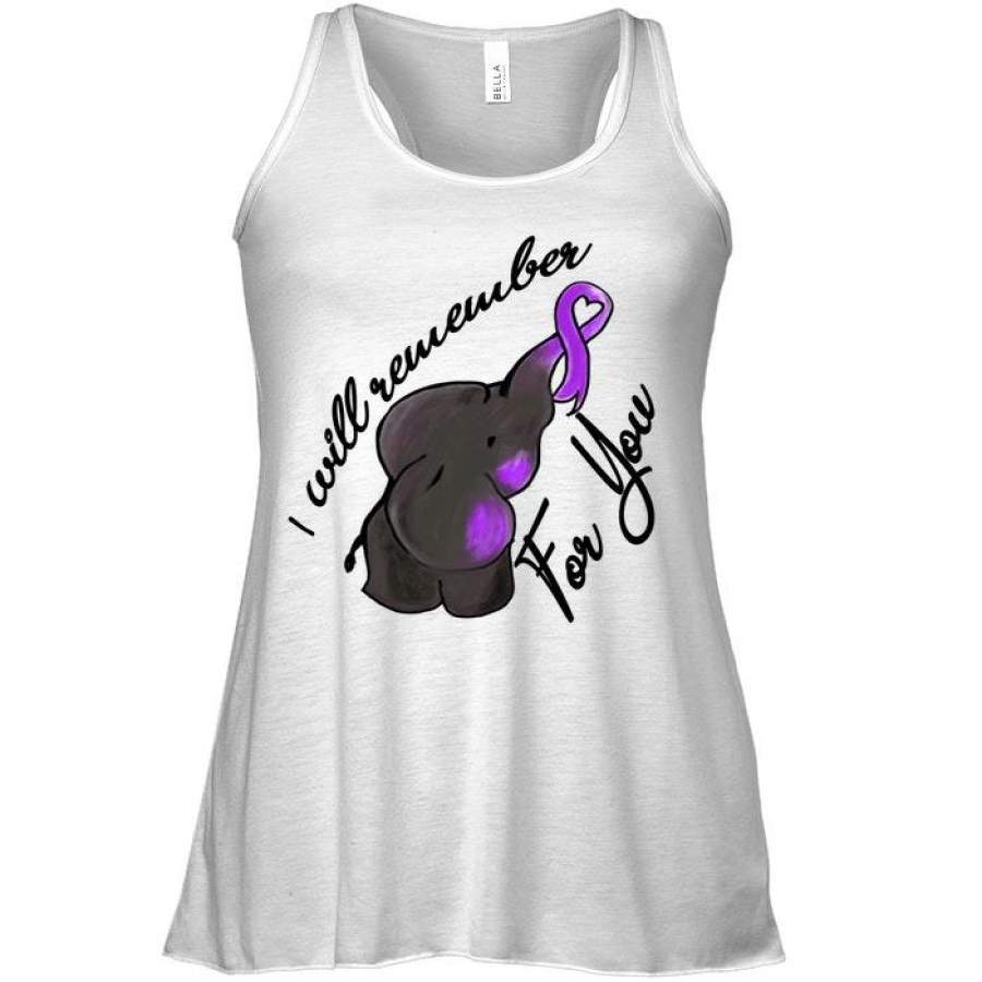 Elephant- I Will Remember For You Ladies Flowy Tank