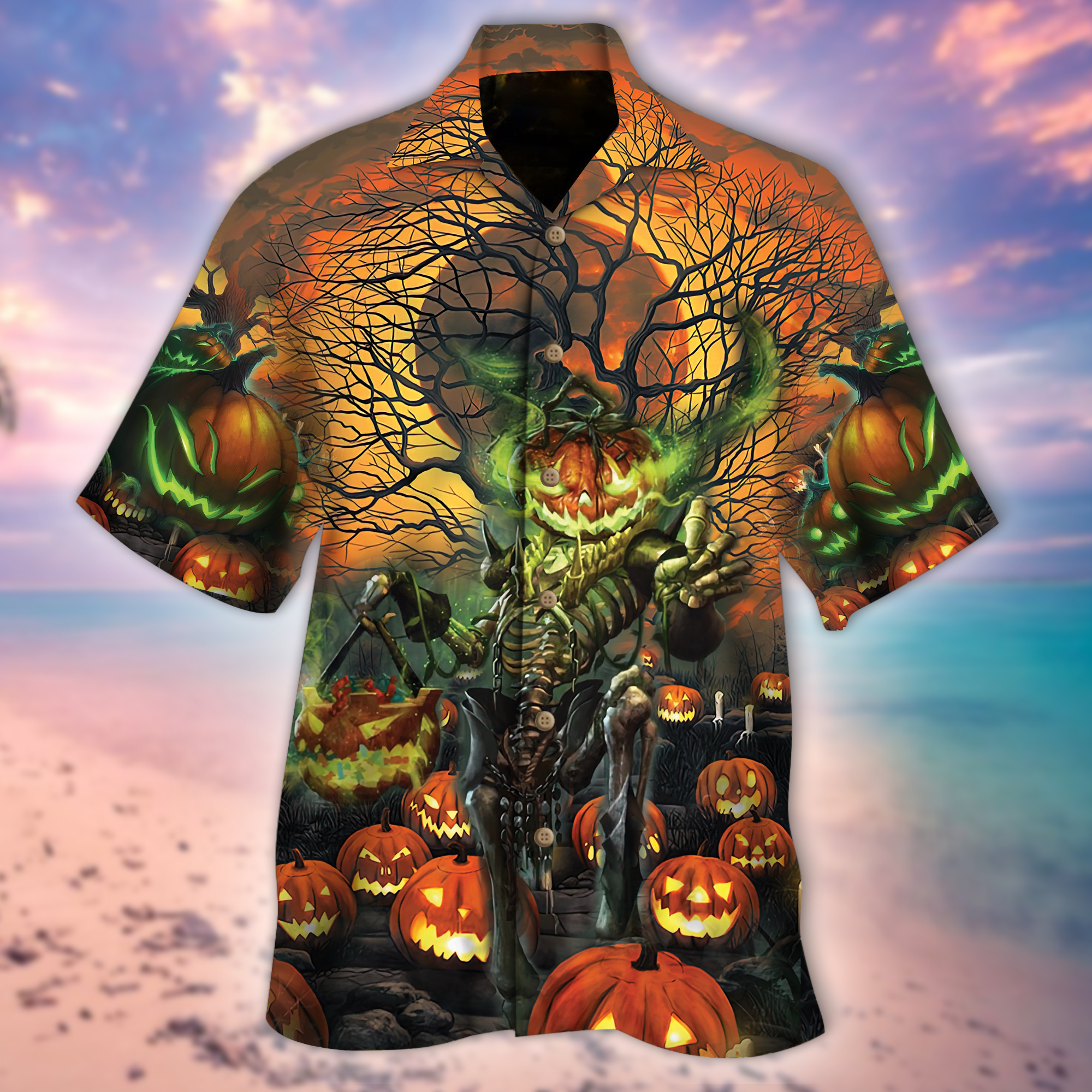 Halloween Moon Night Skull Hawaii Lover Hawaii Shirt For Men Women Ha86961