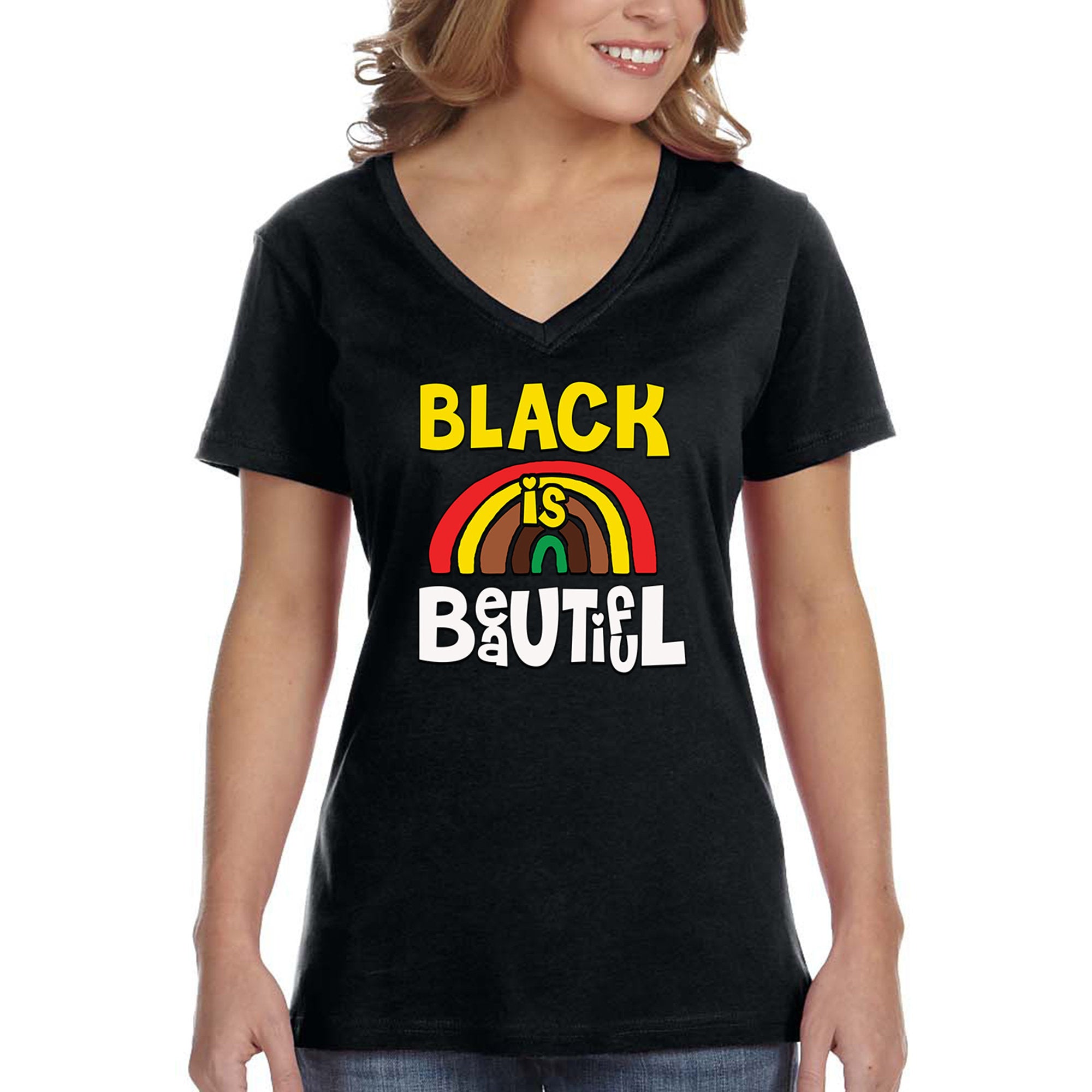 Xtrafly Apparel Women’S Black Is Beautiful Blm Lives Matter Africa African American Pride Girl Magic Afro Queen V-Neck T-Shirt