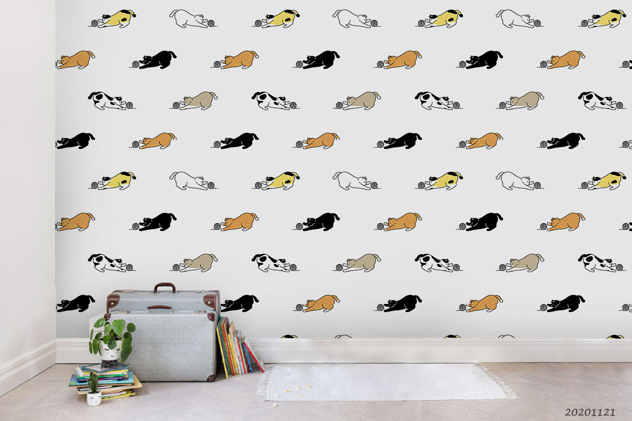 3D Cartoon Animal Cat Kitten Wall Mural Wallpaper Lqh 7