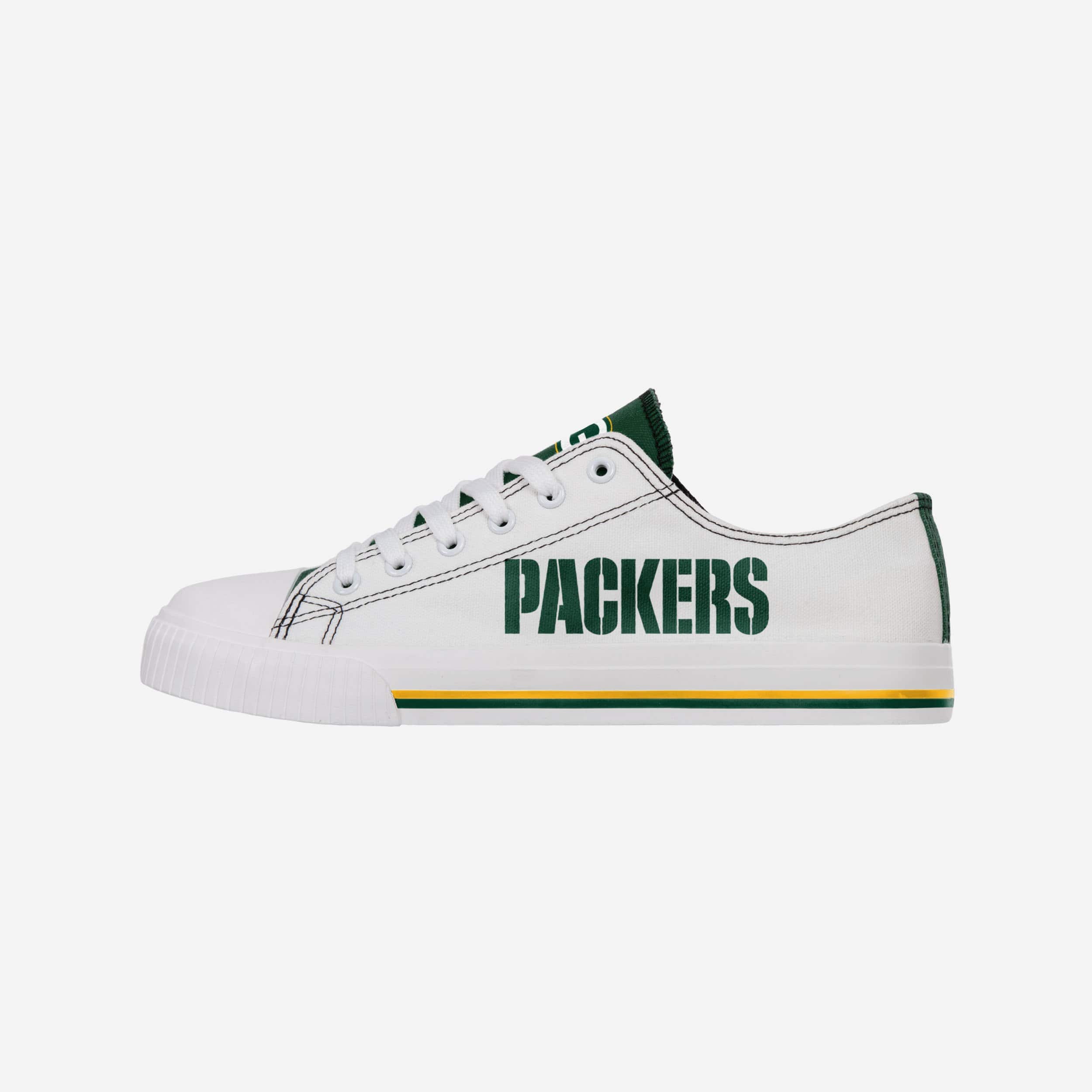 Green Bay Packers Low Top White Canvas Shoe