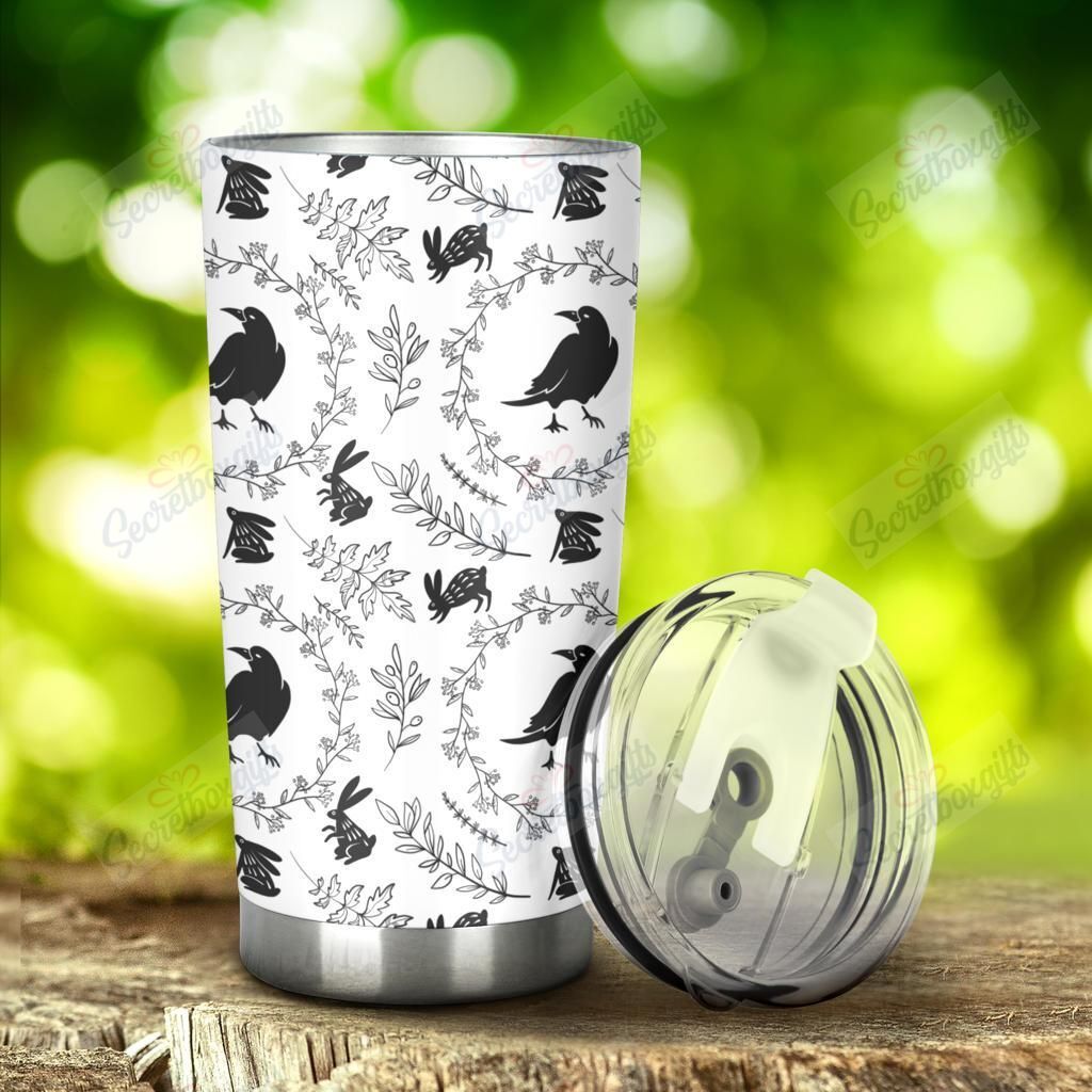 Personalized Crows Floral Wreath Rabbit Pattern Nc1111675Cl Stainless Steel Tumbler Customize Name, Text, Number