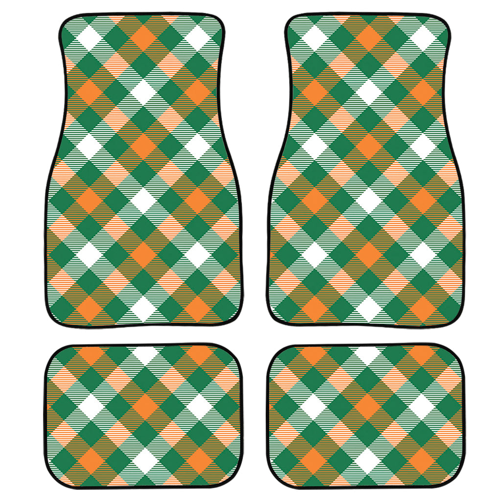 St. Patrick’S Day Plaid Pattern Print Front And Back Car Floor Mats, Front Car Mat