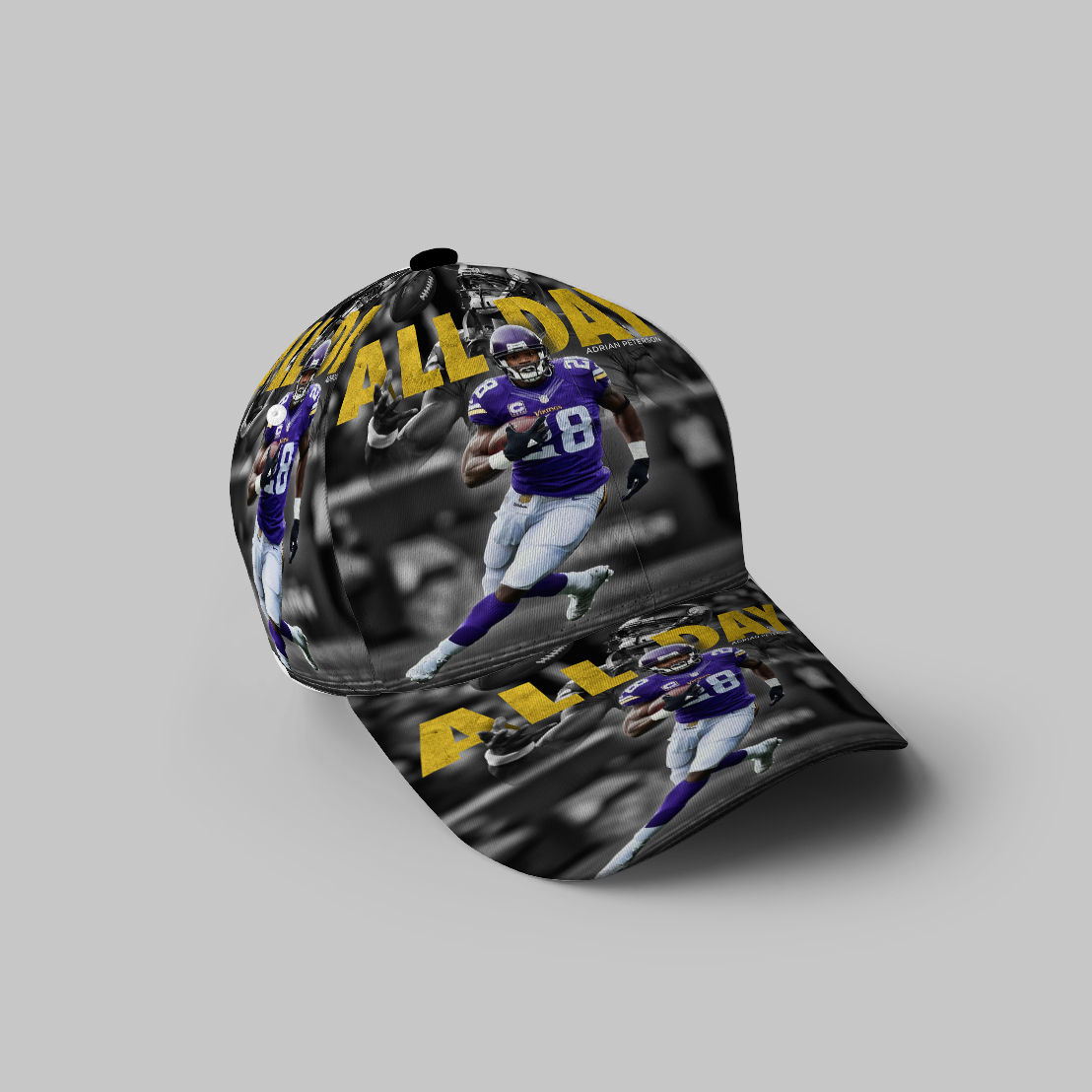 Minnesota Vikings Adrian Peterson 28 All Day 3D Printing Baseball Cap Classic Hat