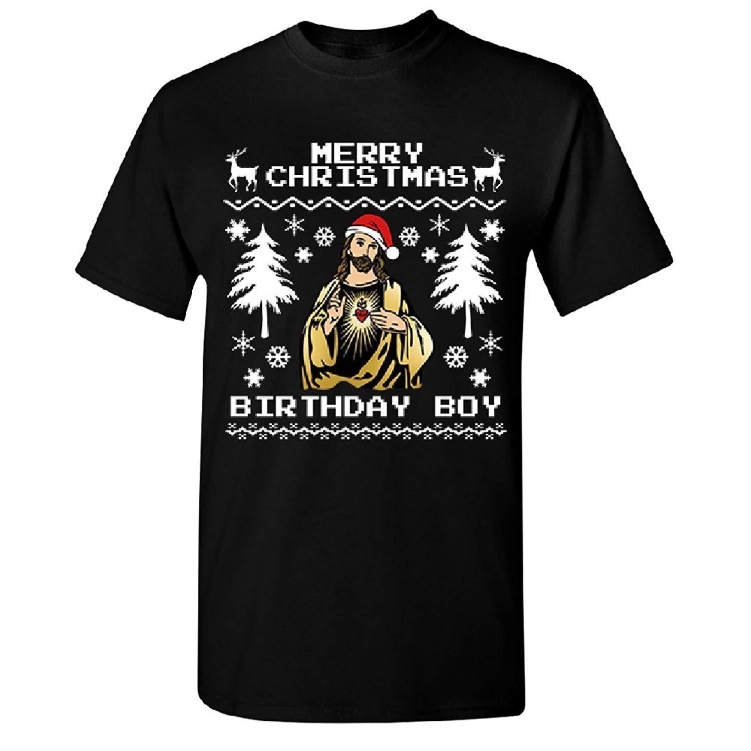 Zexpa Apparel Jesus Happy Birthday Merry Christmas Men T-Shirt’s T-Shirt Ugly Christmas Tee