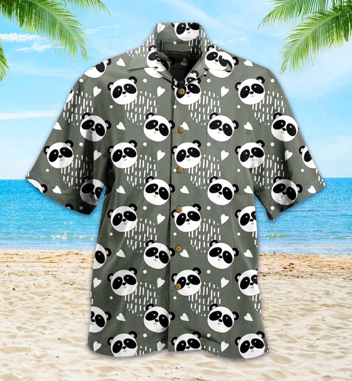 Panda Pattern Dark Gray 3D Hawaiian Shirt