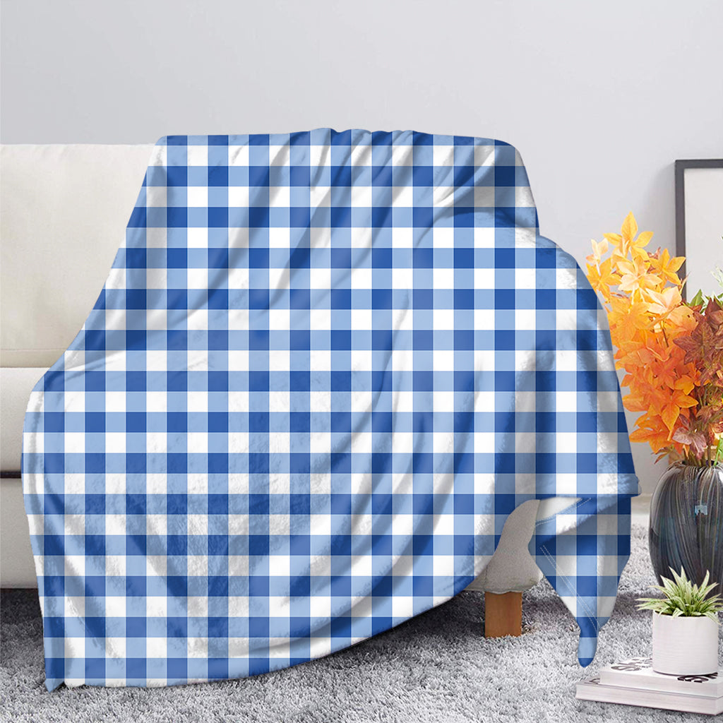 Sapphire Blue Check Pattern Print Blanket