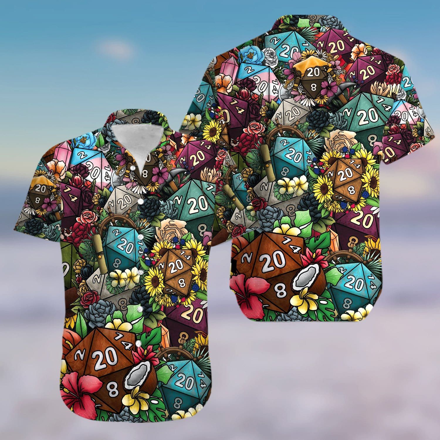 Unifinz Dungeon And Dragon Hawaii Shirt Dices 20 In Flowers Aloha 2022 Ha107101